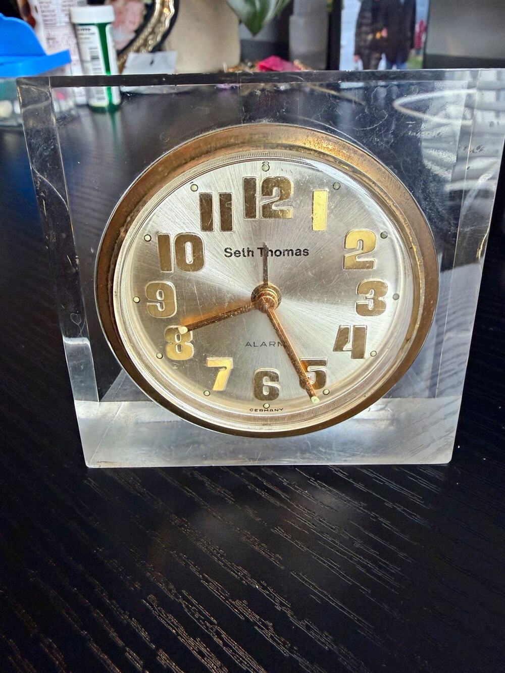 Seth Thomas Analog Alarm Clock Clear plexiglass Germany